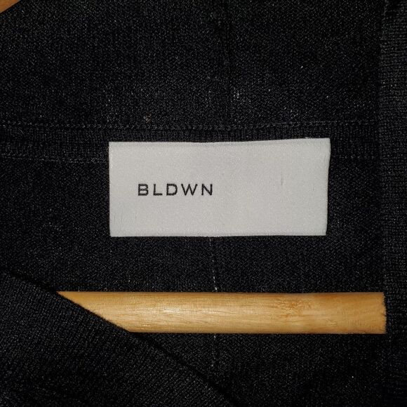 BLDWN Mens Luis Linen Blend Knit Hoodie Sweater Kangaroo Pocket Black Large - Picture 7 of 13